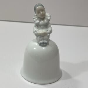 Vintage Otagiri Little Clown Ceramic Bell 4.5" tall Japan White Porcelain